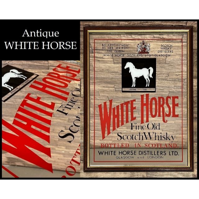 英国 アンティーク WHITE HORSE ホワイトホース 大型 パブ ミラー エンタメ/ホビーの美術品/アンティーク(その他)の商品写真