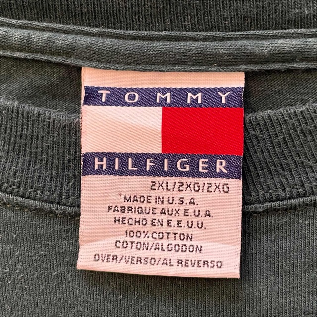 Tommy〜/トミーヒルフィガー★長袖Tシャツ★グリーン/緑赤★ゆるダボ★XXL メンズのトップス(Tシャツ/カットソー(七分/長袖))の商品写真