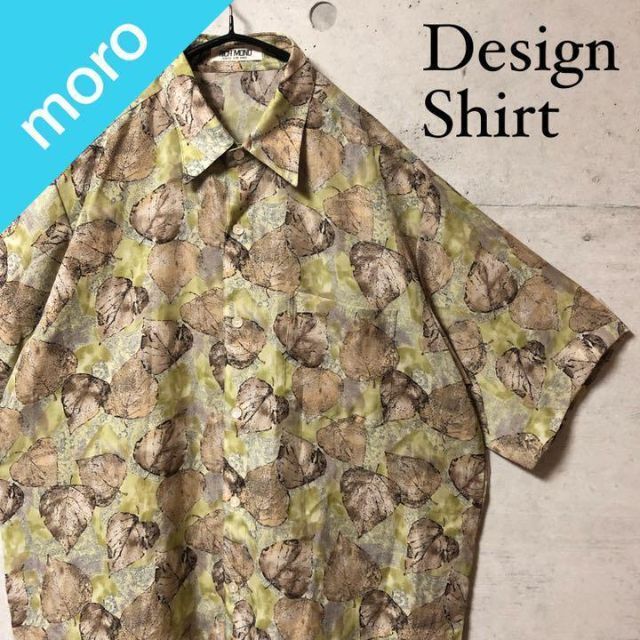 No.40 VINTAGE ヴィンテージ アロハシャツ 総柄シャツ 落ち葉柄