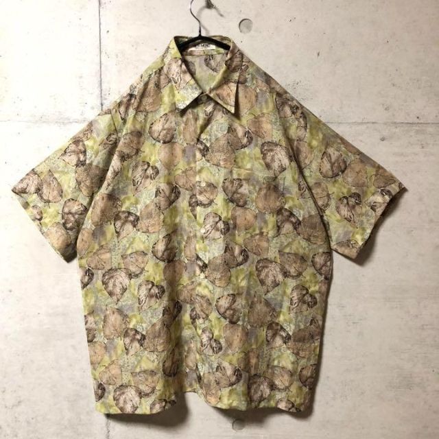 No.40 VINTAGE ヴィンテージ アロハシャツ 総柄シャツ 落ち葉柄 メンズのトップス(シャツ)の商品写真