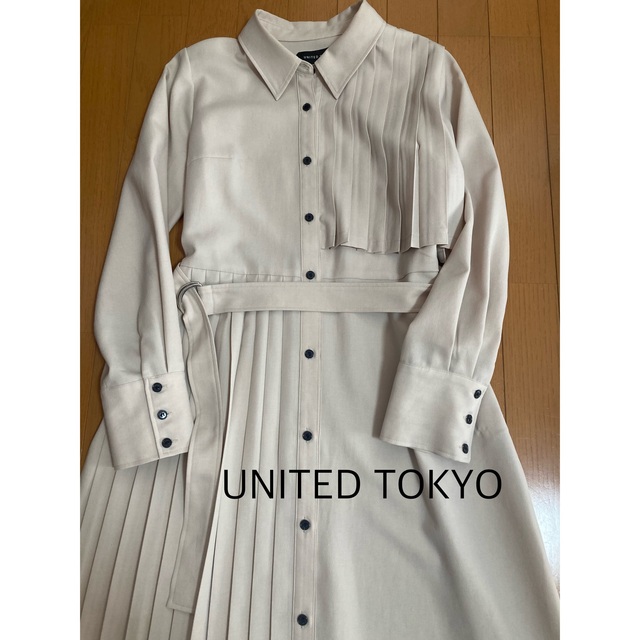 UNITED TOKYO アシメプリーツシャツワンピース