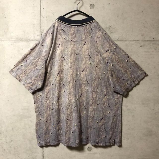 No.43 VINTAGE US古着 総柄シャツ ポロシャツ 半袖 ゴルフ柄 メンズのトップス(シャツ)の商品写真