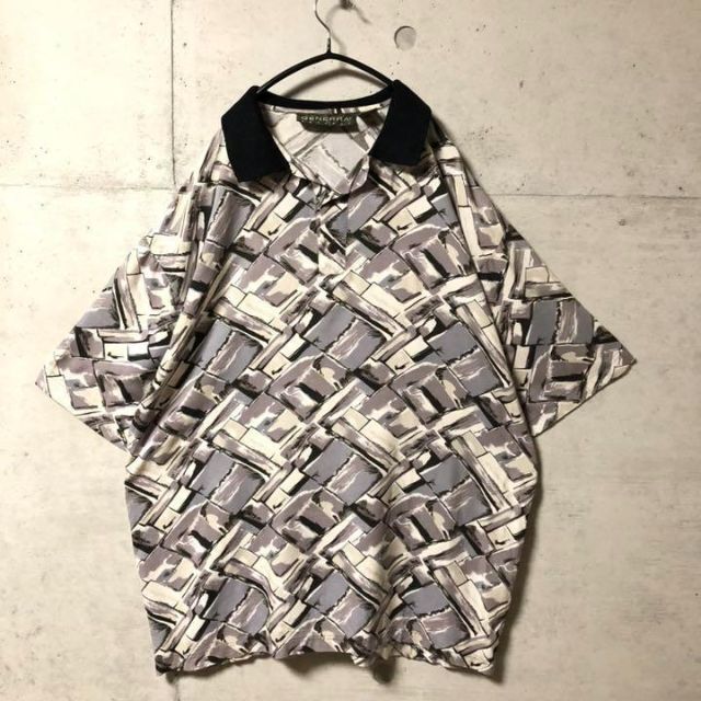 No.45 VINTAGE 総柄シャツ　幾何学柄　ポロシャツ　オーバーサイズ メンズのトップス(シャツ)の商品写真