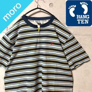 ハンテン(HANG TEN)のNo.49 HANG TEN ハンテン　半袖Tシャツ　　ボーダー　ジップ　L(ポロシャツ)