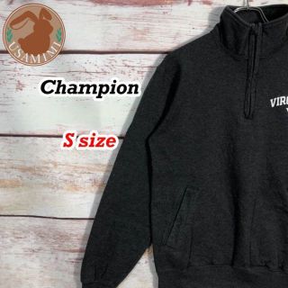 チャンピオン(Champion)の【レア】Champion ハーフジップ スウェット カレッジロゴ ロゴ刺繍 S(パーカー)