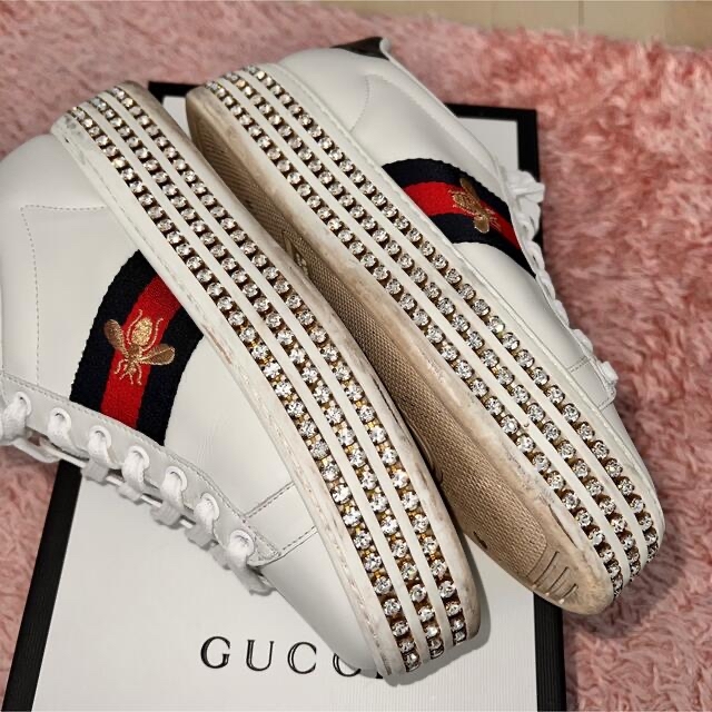 GUCCI 厚底 ラインストーン スニーカー blog.fazendabenedetti.com.br