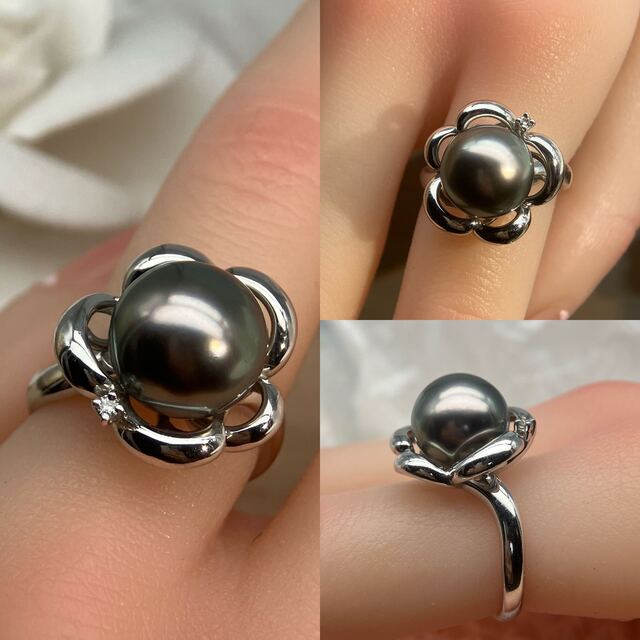 TASAKI(タサキ)のTASAKI 黒蝶真珠　ダイヤモンド　プラチナ　リング レディースのアクセサリー(リング(指輪))の商品写真