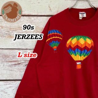 ジャージーズ(JERZEES)の【レア】90s JERZEES スウェット 両面プリント 秋冬差し色 Lサイズ(スウェット)