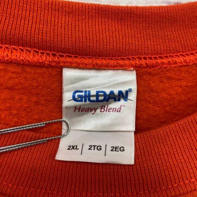 US古着 GILDAN スウェット オレンジ×ブルー ビックプリント 2XL メンズのトップス(スウェット)の商品写真