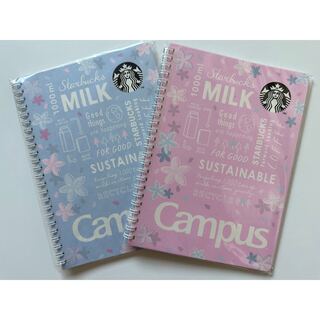 スターバックスコーヒー(Starbucks Coffee)のスターバックス♡キャンパスリングノート♡ピンク&ブルー(ノート/メモ帳/ふせん)