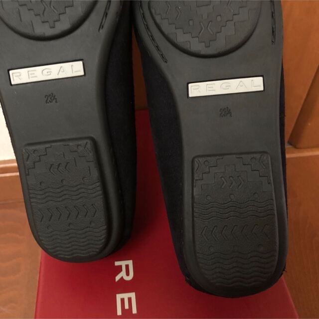 REGAL リーガル モカシン パンプス 黒 ローヒール フラットシューズ 8
