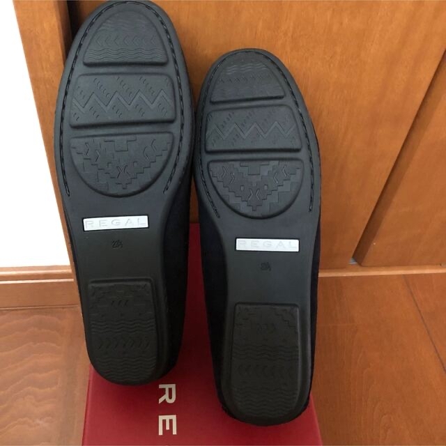 REGAL リーガル モカシン パンプス 黒 ローヒール フラットシューズ 6