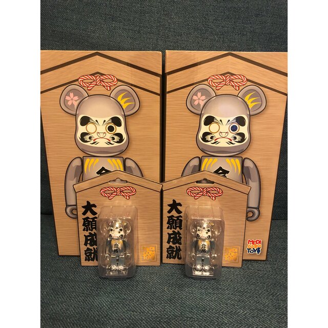 ２セット 新品 BE@RBRICK 達磨 合格 銀メッキ 100％/400％