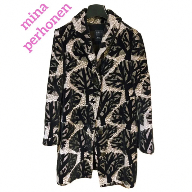 超歓迎 mina perhonen - ✨希少✨mina perhonen✨FOG LAND✨ショールカラーコート◆総柄 チェスターコート 超歓迎 mina perhonen - ✨希少✨mina perhonen✨FOG LAND✨ショールカラーコート◆総柄 チェスターコート
