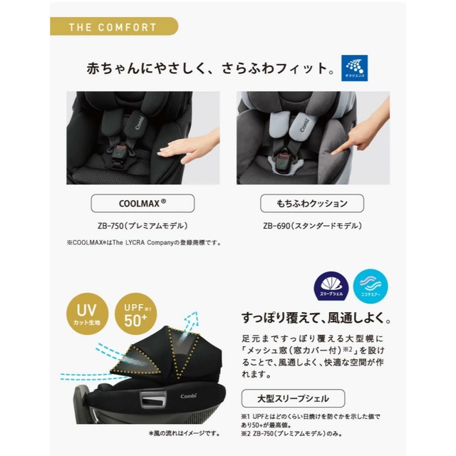 最新最全の combi 新品 コンビ THE S ISOFIX ZB-690 ネイビー 新生児～4才頃 自動車用チャイルドシート本体 