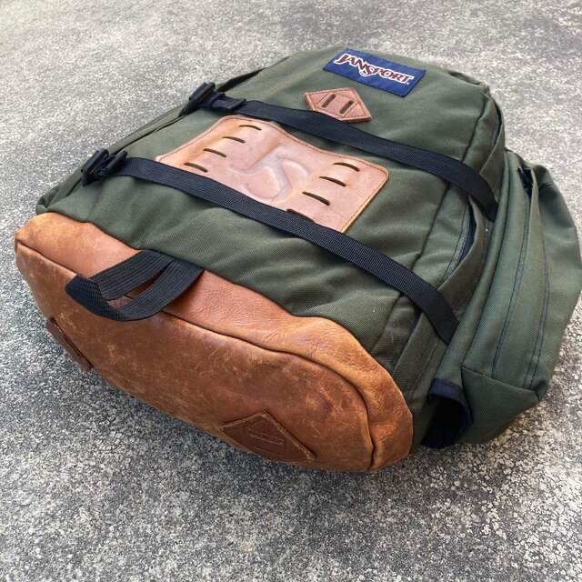 超激レア　Jansport バックパック　レザーロゴ　カーキ　スケーター