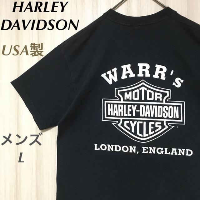 Harley Davidson(ハーレーダビッドソン)のハーレーダビッドソン　USA製　半袖Tシャツ　両面プリント　ビックロゴ　黒　L メンズのトップス(Tシャツ/カットソー(半袖/袖なし))の商品写真