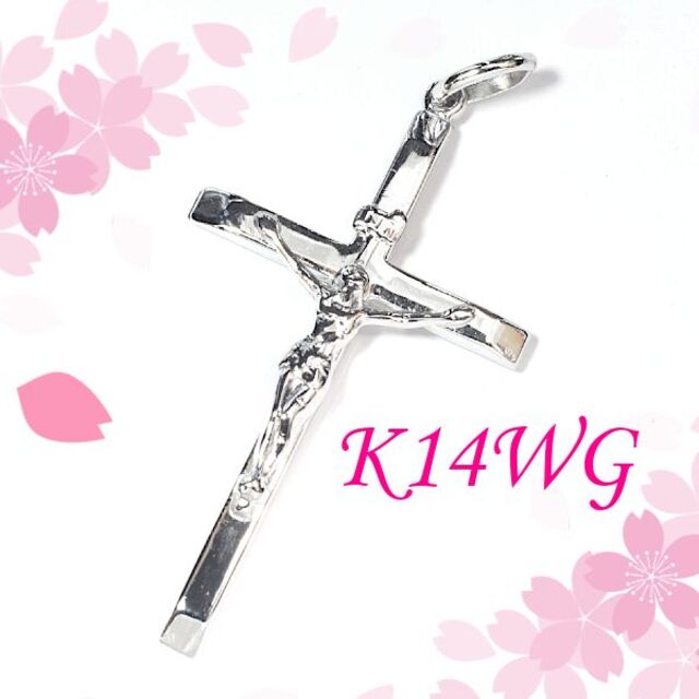 K14WGペンダントネックレス クロスデザイン プレゼントにも♪ NDM092