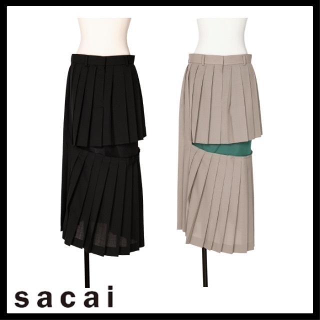 sacai - 【未使用】sacai Suiting x Chiffon Skirtの通販 by sacai - 【未使用】sacai Suiting x Chiffon Skirtの通販 by