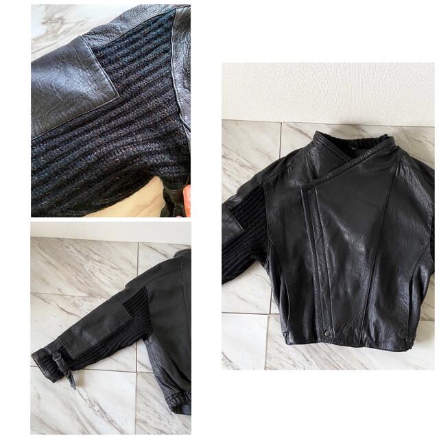 希少 vintage 変形デザイン ショート丈 黒 レザー ライダース 希少 vintage 変形デザイン ショート丈 黒 レザー ライダース