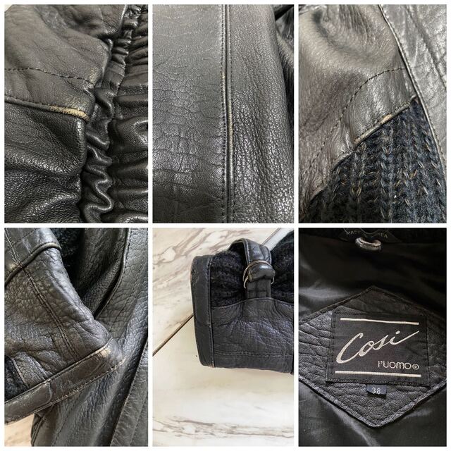 希少 vintage 変形デザイン ショート丈 黒 レザー ライダース 希少 vintage 変形デザイン ショート丈 黒 レザー ライダース