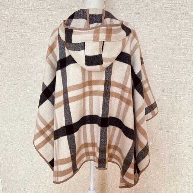 美品 自由区 ウィンドウペンブランケット ポンチョ