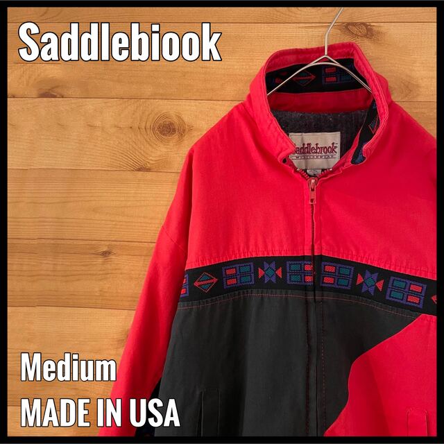【Saddlebiook】80s USA製 ジャケット ブルゾン 赤黒 M