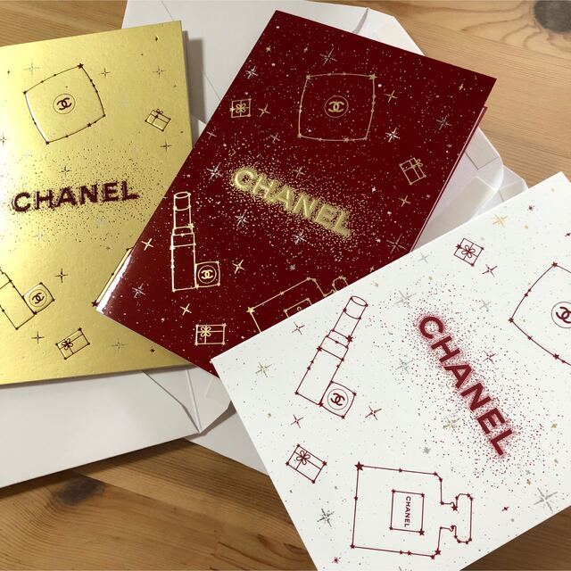 CHANEL(シャネル)のシャネル CHANEL ホリデー　メッセージカード　レターセット ハンドメイドの文具/ステーショナリー(カード/レター/ラッピング)の商品写真