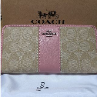 コーチ(COACH)のCOACH  長財布　シグネチャー　ピンクのワンポイント(財布)