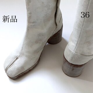 新品/36 メゾン マルジェラ タビ 足袋ブーツ ペンキ ペイント ホワイト-