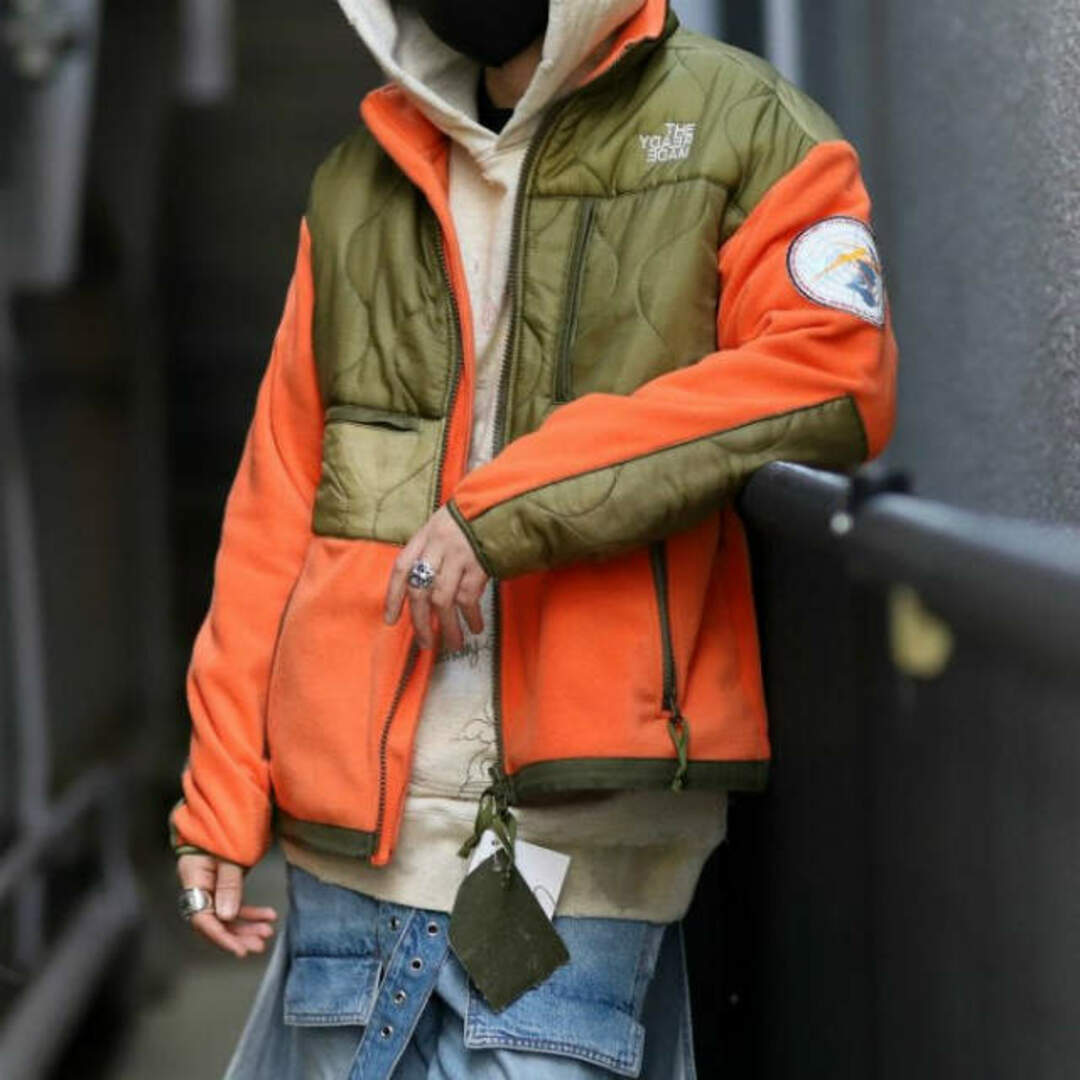 READYMADE レディメイド 20AW 日本製 FLEECE JACKET US Military Liner リメイクフリースジャケット  RE-PO-OR-00-00-110 2 Orange & Khaki アウター【中古】【READYMADE】