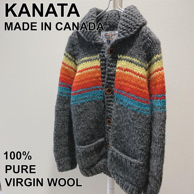 KANATA カナタ カウチン 100% ピュア バージン ウール ウッドボタン