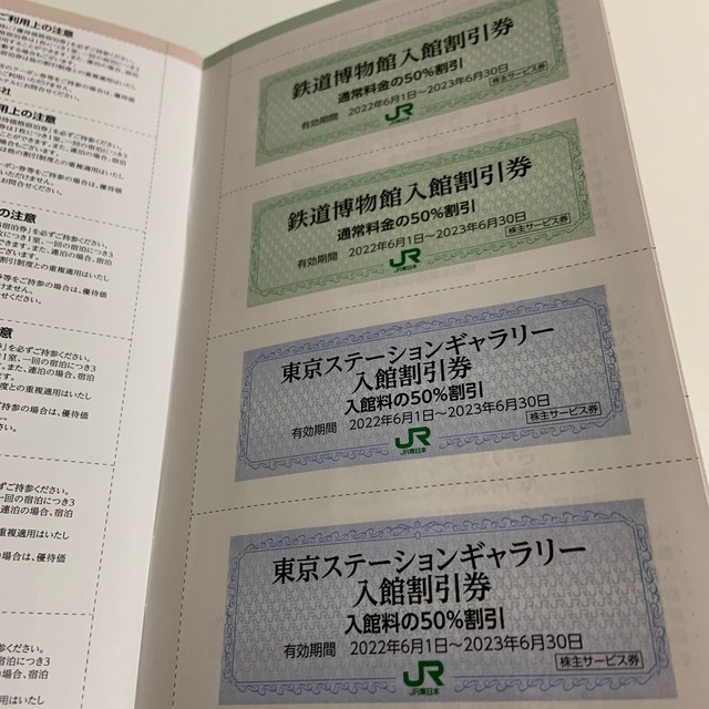 JR東日本 株主優待  株主サービス券　鉄道博物館入館50％割引券 2枚ほか チケットの優待券/割引券(その他)の商品写真