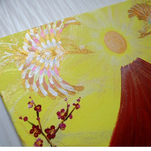 開運縁起画○夫婦鳳凰飛翔赤富士~紅白梅~日本の風景 全体 商売繁栄
