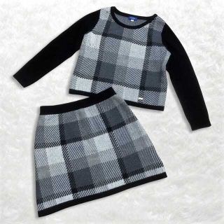 バーバリー(BURBERRY)のブルーレーベル クレストブリッジ 羊毛 モヘア ニット セットアップ チェック(ニット/セーター)