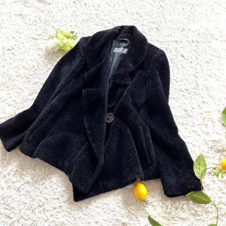 マックスマーラ(Max Mara)のバンブーボール様専用　　ボア　ハーフ　テディコート　ブラック　40(ピーコート)