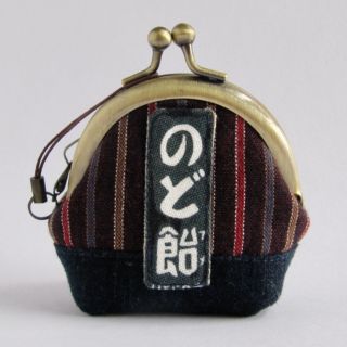 のど飴入れ／亀田縞のぷっくりがま口／和柄／古布／ハンドメイド(その他)