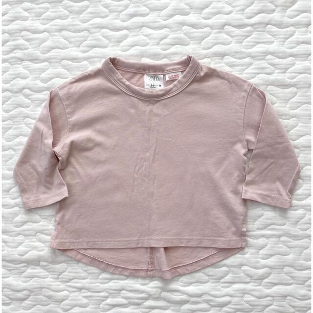 ZARA KIDS(ザラキッズ)のZARA kids 長袖　ロンT 74cm くすみピンク キッズ/ベビー/マタニティのベビー服(~85cm)(シャツ/カットソー)の商品写真