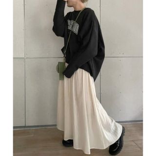 ダブルクローゼット(w closet)のw closet ダブクロ  両A面ウエストギャザーワンピ/アイボリーF(ロングワンピース/マキシワンピース)