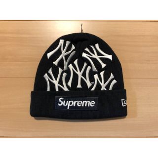 シュプリーム(Supreme)のNew York Yankees Box Logo Beanie　ネイビー(ニット帽/ビーニー)