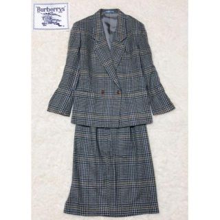 バーバリー(BURBERRY)の美品　バーバリーズ　セットアップスーツ　スカート　カシミア　ウール　チェック柄(スーツ)