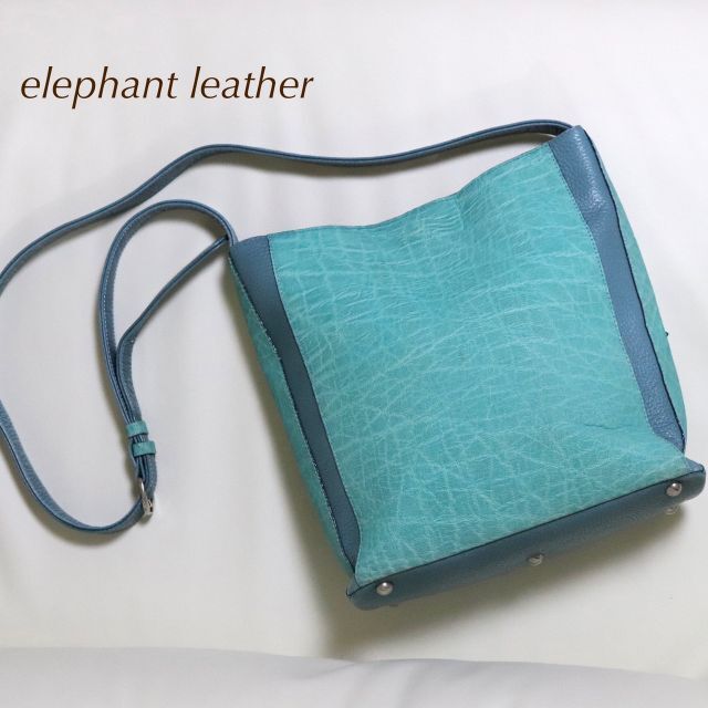 象革　ゾウ革　エレファントレザー ショルダーバッグ　グリーン　 ＪＲＡ日本製のサムネイル