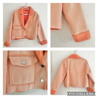 ザラ(ZARA)のピンクオレンジ♡フェイクレザーZARA(ライダースジャケット)