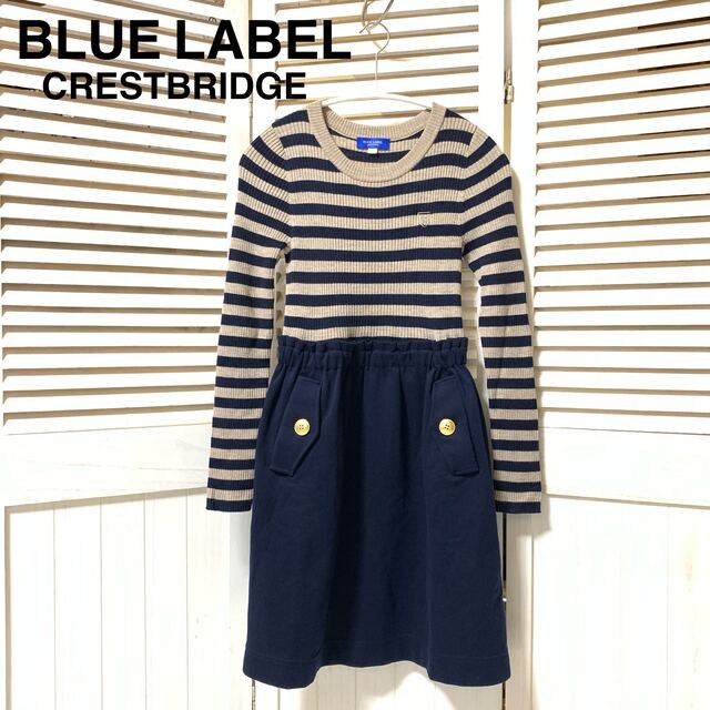 BLUE LABEL CRESTBRIDGE(ブルーレーベルクレストブリッジ)の極美品　ブルーレーベル　クレストブリッジ　ニット　ドッキングワンピース　36 レディースのワンピース(ひざ丈ワンピース)の商品写真