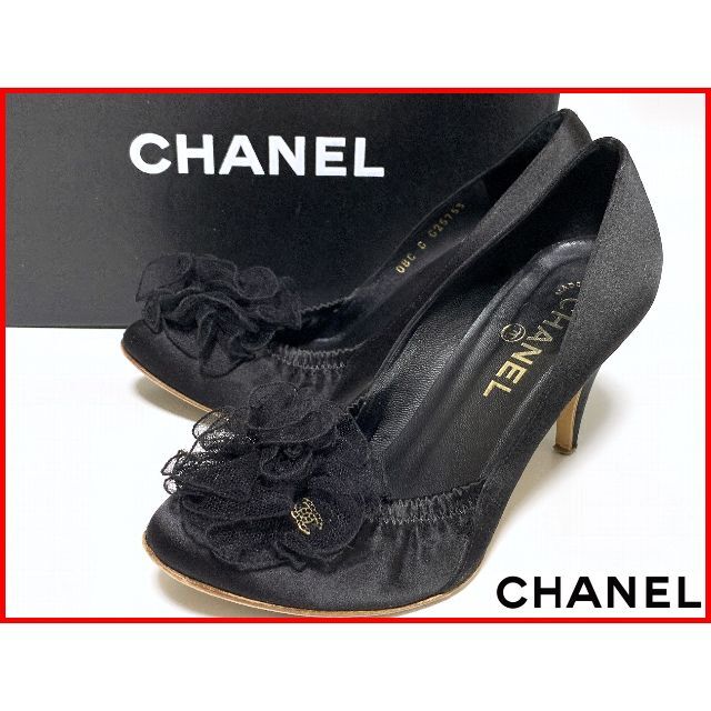 CHANEL シャネル 37≒24cm パンプス ココマーク 箱付 黒 jcs-