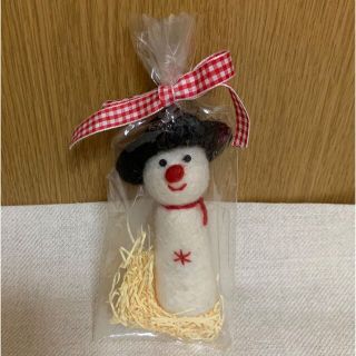 ☆未使用未開封☆フェルト製 雪だるま☆リボンパッケージ入り☆クリスマスプチギフト(インテリア雑貨)