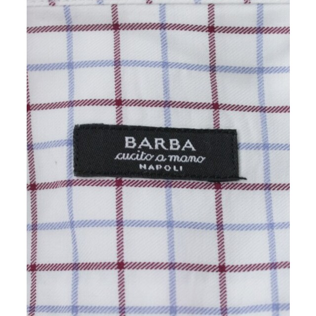 BARBA バルバ ドレスシャツ 40(L位) 白x赤x青(チェック)あり生地の厚さ