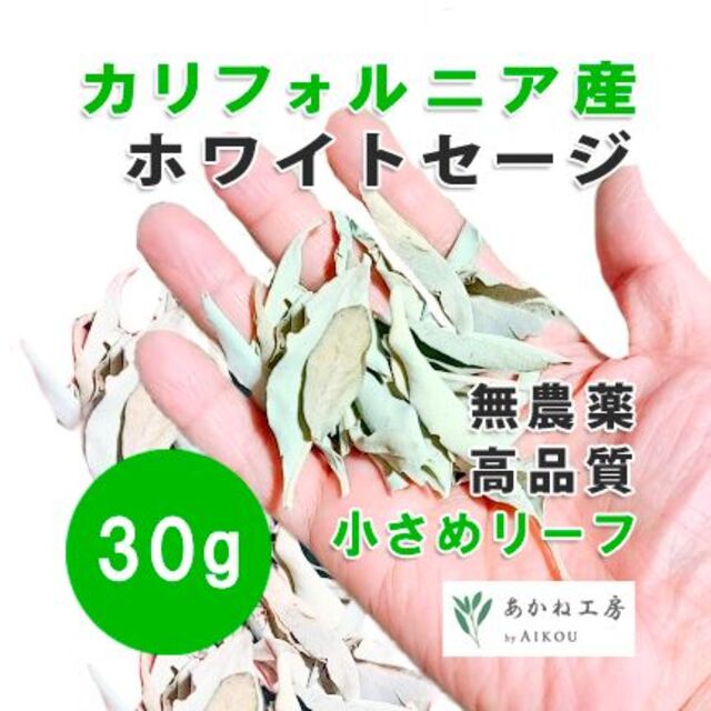無農薬】ホワイトセージ 小さめリーフ 30g【枝ナシ】