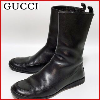 グッチ(Gucci)の美品 GUCCI グッチ 36≒23cm サイドジップブーツ 黒 レディースD3(ブーツ)