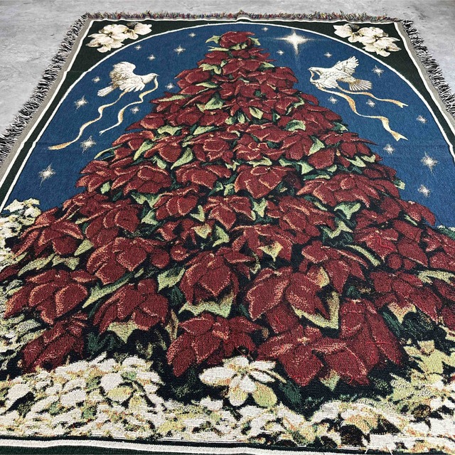 クリスマス ツリー ビンテージラグ 173x132 サンタクロース クリスマス マルチ・ソファカバー ビンテージラグ 176x123